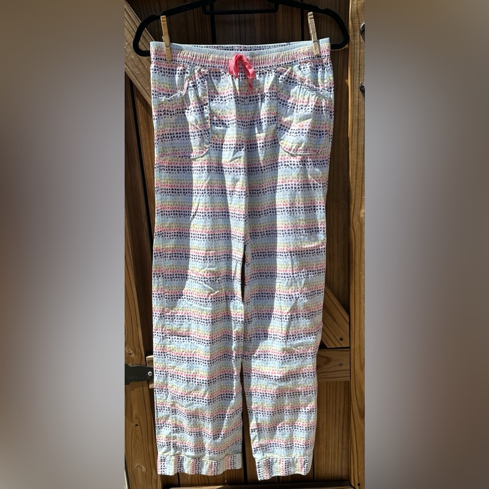 Victoria’s Secret Rainbow Hearts Pajama Pants Small Long Front Pockets